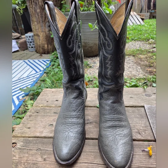 Justin 1440 Vintage Western Cowboy BootsDistressed Gray LeatherMen’s 8.5D